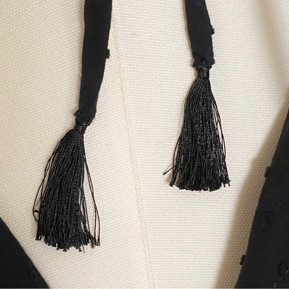 NATALIE MARTIN BLACK COTTON LONG SLEEVE TIERED MAXI DRESS - Picture 8 of 11